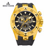 Reef Tiger/RT Sport Mens Watch with Chronograph Date Yellow Gold Rubber Strap Quartz Watches RGA303