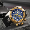 Reef Tiger/RT Men Sports Quartz Watches with Chronograph and Date Big Dial Super Luminous Steel Yellow Gold Stop Watch RGA303
