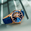 Reef Tiger/RT Dress Men's Watch Rose Gold Tone Tourbillon Watches Blue Dial Quartz Analog Wrist Watch RGA1639