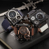 Oulm Square Clock Male Fabric Strap Watch Original Multiple Time Zone Wristwatches Men Watches Brand Luxury Quartz Watch