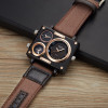 Oulm Square Clock Male Fabric Strap Watch Original Multiple Time Zone Wristwatches Men Watches Brand Luxury Quartz Watch
