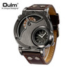 Oulm Unique Design Man Quartz Watches Top Brand Luxury Leather Strap Military Sport Wristwatch Male Clock