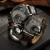 Oulm Unique Design Man Quartz Watches Top Brand Luxury Leather Strap Military Sport Wristwatch Male Clock