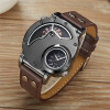 OULM Brand Luxury Brand Watches Men Army Military Dual Time Movement Mens Leather Starp Quartz Wrist Watch