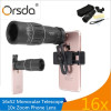 Orsda 16X52 Telephoto Telescope Camera Lens 16x HD Monocular Telescope Dual Focusing Adjustment Smartphones Lenses for iphone 7