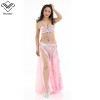 Wechery Sexy Belly Dancing Performance Skirts &amp; Beading Belt &amp; 34C Bras Tops Open Split Long Skirt Set for Performance Stage 