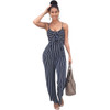 Elegant Striped Sexy Spaghetti Strap Rompers Womens Jumpsuit Sleeveless BacklessBow Casual Wide legs Jumpsuits Leotard Overalls 