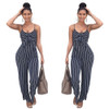 Elegant Striped Sexy Spaghetti Strap Rompers Womens Jumpsuit Sleeveless BacklessBow Casual Wide legs Jumpsuits Leotard Overalls 