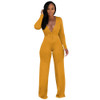 Sexy Bodycon Jumpsuit Deep V Neck Long Sleeve Full Bodysuit Streetwear Autumn One Piece Rompers Womens Jumpsuit Overalls