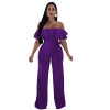 Women Ruffles Party Jumpsuit Rompers new Off The Shoulder Strapless Wide Leg Jumpsuit Long Pants Elegant Overalls Female