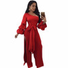 Black red Sexy Rompers Wide Leg Jumpsuit  Autumn Women Long Sleeve Elegant Party Jumpsuit Full bodysuit Bodycon Overalls