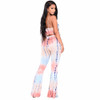 Summer 2 Pieces Set Casual Print Long Jumpsuits Overalls Women Spaghetti Strap Backless Wide Leg Pants Bodycon Jumpsuit Romper