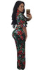 Two Piece Outfits Print Jumpsuit Women Split Sexy V Neck Half Sleeve Wide Leg Romper Bodycon Jumpsuit Overalls Plus Size S-XXXL