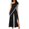 One Shoulder Wide Leg Jumpsuits black Women Sexy Split High Waist Party Rompers Elegant Jumpsuit Ladies Long Playsuits Overalls