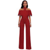 Elegant Wide Leg Jumpsuits Halter Off The Shoulder Lace Ruffles Jumpsuit Work Party Overalls Casual Long Rompers Womens Jumpsuit
