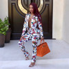  autumn Floral Print Bodycon Rompers Womens Jumpsuit Full Sleeve Long Pant Two Piece Set Jumpsuit Office Lady Elegant Overalls