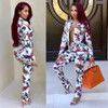  autumn Floral Print Bodycon Rompers Womens Jumpsuit Full Sleeve Long Pant Two Piece Set Jumpsuit Office Lady Elegant Overalls