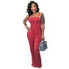 Elegant Polka Dot Sexy Jumpsuit  Summer One Piece Backless Spaghetti Strap Wide Leg Pants Rompers Womens Jumpsuit Overalls