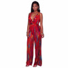 Sexy Bohemian Chiffon Beach Wide legs Jumpsuit Deep V Neck Backless Overalls Women Elegant Party Rompers Summer Playsuit