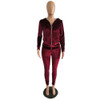  Autumn Winter Velour Two Piece Set Women Side Striped Long Sleeve Tops+Pants Casual Home Outfits Hooded Velvet jumpsuits