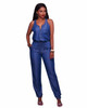 Office Rompers Women Jumpsuit Summer vest Tied Waist Sexy Party Playsuit Female Overalls Pockets leisure denim jumpsuits