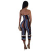 summer Sexy Off Shoulder Wide Leg Jumpsuit Women Sleeveless Striped Print Backless Strapless Rompers Loose Club Party Overalls