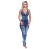 Summer autumn Casual Jumpsuit V Neck Zipper Sleeveless Bodycon Bodysuit 2017 Fashion Jeans Denim Overalls Women Rompers zippers