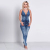 Summer autumn Casual Jumpsuit V Neck Zipper Sleeveless Bodycon Bodysuit 2017 Fashion Jeans Denim Overalls Women Rompers zippers