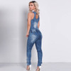 Summer autumn Casual Jumpsuit V Neck Zipper Sleeveless Bodycon Bodysuit 2017 Fashion Jeans Denim Overalls Women Rompers zippers