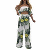 Printed Off Shoulder Two Piece Sexy Jumpsuit Summer Wide Leg Overalls Backless Boho Beach Elegant Rompers Womens Jumpsuit S-XL