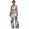 Printed Off Shoulder Two Piece Sexy Jumpsuit Summer Wide Leg Overalls Backless Boho Beach Elegant Rompers Womens Jumpsuit S-XL