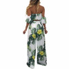 Printed Off Shoulder Two Piece Sexy Jumpsuit Summer Wide Leg Overalls Backless Boho Beach Elegant Rompers Womens Jumpsuit S-XL