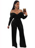 Fashion Bronzing Women Jumpsuit Rompers Gold Off Shoulder Long Sleeve Bow Belt Sexy Wide Leg Jumpsuit Party Club Overalls S-3XL