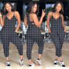 Sexy Jumpsuit Summer new Spaghetti Strap Sleeveless V-Neck Rompers Backless Dot Casual Loose Womens Jumpsuits Overalls
