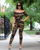 Autumn Chain Print Off Shoulder Sexy Jumpsuits Short Sleeve Leotard Bodycon Full Bodysuits Overalls Rompers Womens Jumpsuit s-xl