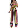2 Pieces Set Women Jumpsuits Rompers Strapless Loose Wide legs Pants Striped Jumpsuit Summer Sexy Overalls Party Jumpsuit