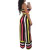 2 Pieces Set Women Jumpsuits Rompers Strapless Loose Wide legs Pants Striped Jumpsuit Summer Sexy Overalls Party Jumpsuit