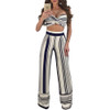 2 Pieces Set Women Jumpsuits Rompers Strapless Loose Wide legs Pants Striped Jumpsuit Summer Sexy Overalls Party Jumpsuit
