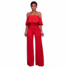 Summer Sexy Jumpsuits Strapless Ruffles Off The Shoulder Elegant Party Jumpsuits Solid Casual Long Rompers Women Jumpsuit