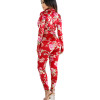  sexy Floral Printed Two Piece Jumpsuit Romper Women Turn-Down Collar Bow Tie Elegant Bodycon Jumpsuit Long Sleeve