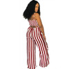  Loose Striped Jumpsuits Spaghetti Strap Wide Leg Rompers Womens Jumpsuit Sleeveless Hollow Out Party Summer Long Jumpsuit S-3XL