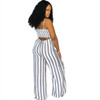  Loose Striped Jumpsuits Spaghetti Strap Wide Leg Rompers Womens Jumpsuit Sleeveless Hollow Out Party Summer Long Jumpsuit S-3XL