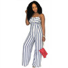  Loose Striped Jumpsuits Spaghetti Strap Wide Leg Rompers Womens Jumpsuit Sleeveless Hollow Out Party Summer Long Jumpsuit S-3XL