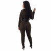 High quality of Striped sexy fashion long sleeves jumpsuits Hollow out Overall tight fashion elegant temperament jumpsuits