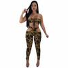 new Sexy summer Club Rompers Womens Jumpsuit Strapless Lace Up Bodycon Jumpsuit 2 Piece Outfits Printed Jumpsuits Full Bodysuits