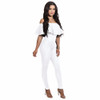 Black white Sexy Elegant Party Ruffle Bodysuit Off Shoulder Backless Bodycon Rompers Womens Jumpsuit Summer Casual Overalls