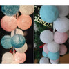 Cotton Ball 20-beads String Lights with US-plug for Wedding Garden Party Christmas Decoration String Lamp Holiday Lighting