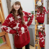  Winter Women Sweater Christmas Red deer and maple leaf pattern Snowflake Printed Long Sleeve Casual Crochet Pullover Mujer