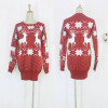  Winter Women Sweater Christmas Red deer and maple leaf pattern Snowflake Printed Long Sleeve Casual Crochet Pullover Mujer