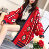 2018 new winter women thickening long loose cardigan sweater coat spring red sweater Christmas outwear jacket tops 